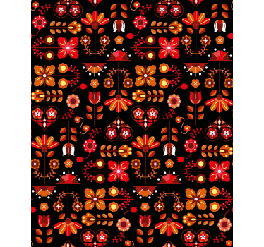 Cortina roller floral arte popular naranja - TenVinilo