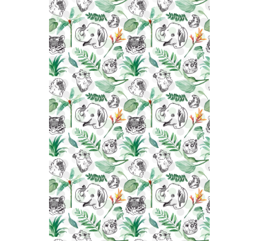 Cortina roller infantil animales de la selva verde - TenVinilo