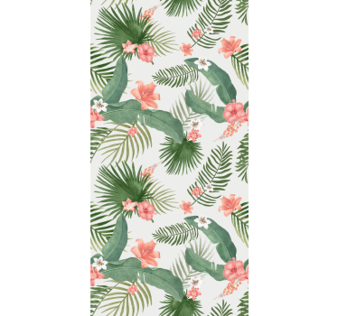 Cortina roller flores diseño verde tropical - TenVinilo