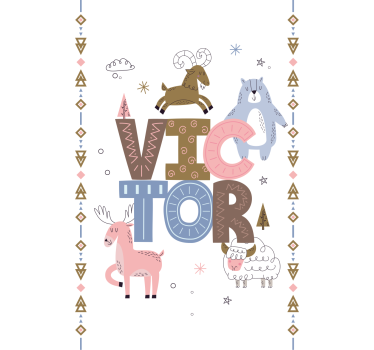 Estor animales infantiles polares con nombre personalizado - TenVinilo