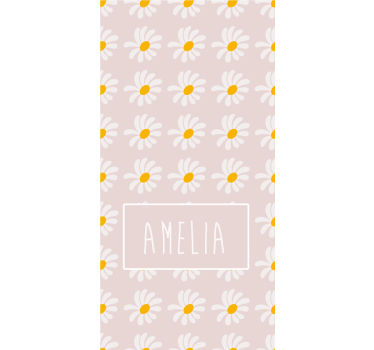 Cortina roller infantil margarita floral con nombre - TenVinilo