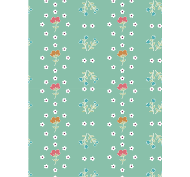 Cortina roller floral composición temática turquesa - TenVinilo