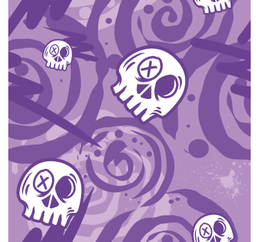 Estor juvenil graffiti lila con calaveras - TenVinilo