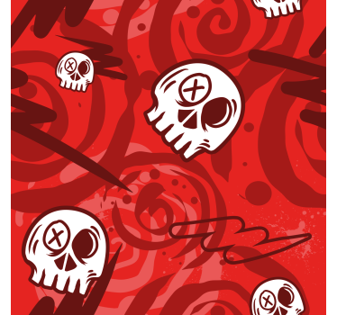 Estor juvenil graffiti rojo con calaveras - TenVinilo