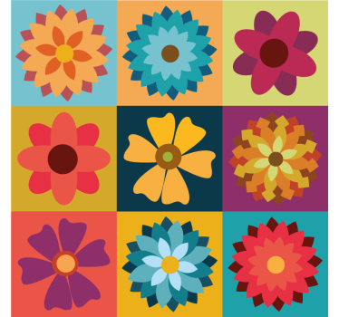 Estor cocina azulejos de flores de colores - TenVinilo
