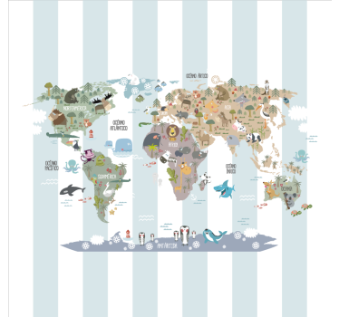 Estor bebé mapa mundial de fauna - TenVinilo