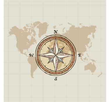 Estor de mapamundi cartografía y brújula vintage - TenVinilo