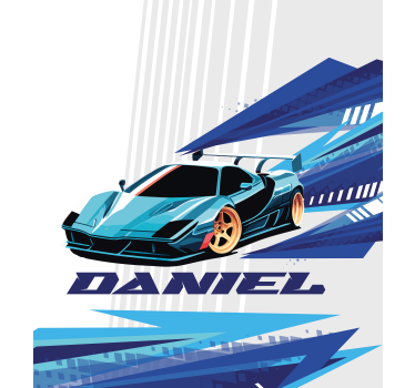 Cortina roller personalizable coche de carreras azul - TenVinilo