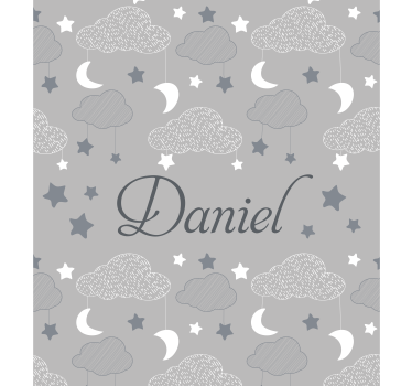 Cortina roller personalizable nubes estrelladas grises - TenVinilo
