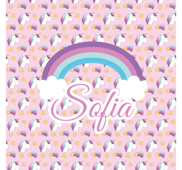 Cortina roller personalizable patrón de unicornio - TenVinilo