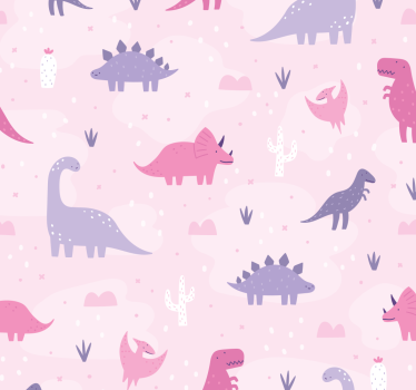 Cortina roller dinosaurios fondo rosa - TenVinilo