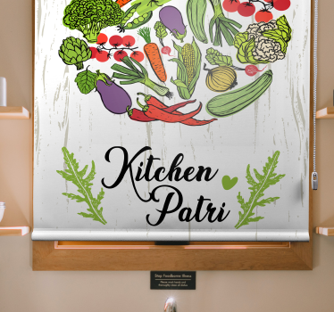 Estor enrollable cocina con nombre y verduras - TenVinilo