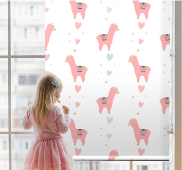 Cortina roller infantil corazones de amor de llama - TenVinilo