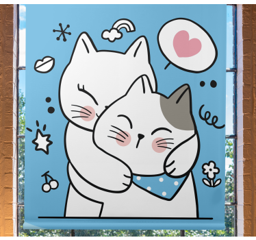 Cortina roller animales lindo abrazo de gato - TenVinilo