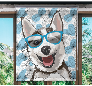 Cortina roller animales perro sonriente con gafas - TenVinilo