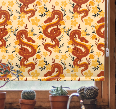 Cortina roller animales serpiente con flores - TenVinilo