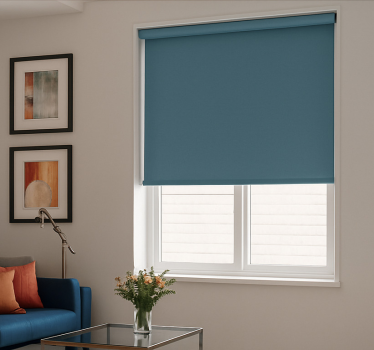 Cortina roller living comedor azul cian liso - TenVinilo