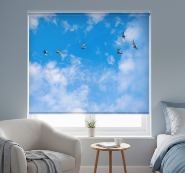 Cortina roller azul cielo y gaviotas - TenVinilo