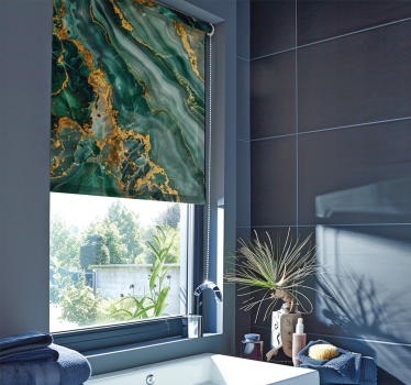 Cortina roller baño lujosa imitación de mármol verde - TenVinilo
