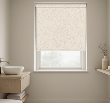 Cortina roller baño patrón beige y blanco - TenVinilo