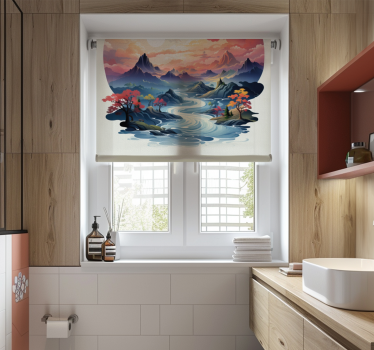 Cortina roller baño patrón zen colorido - TenVinilo