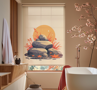 Cortina roller baño piedras en el agua - TenVinilo
