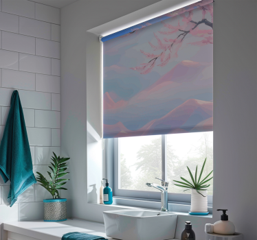 Cortina roller baño rama de flores de cerezo zen - TenVinilo