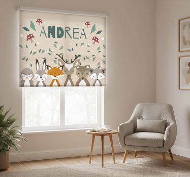 Cortina roller beige animales pequeños personalizados - TenVinilo