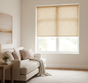 Cortina roller beige arcos efecto tela - TenVinilo