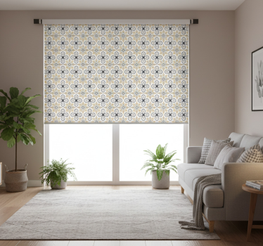 Cortina roller beige azulejos retro de cocina - TenVinilo