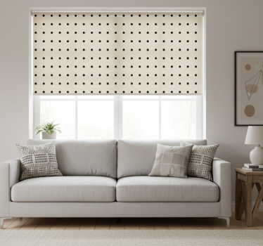 Cortina roller beige con estampado de lunares beige - TenVinilo