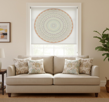 Cortina roller beige con mandala circular beige - TenVinilo