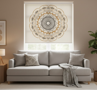 Cortina roller beige diseño mandala circular - TenVinilo