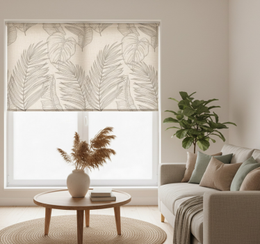 Cortina roller beige efecto tejido tropical - TenVinilo