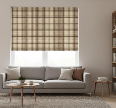 Cortina roller beige efecto textil - TenVinilo