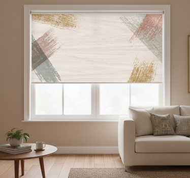 Cortina roller beige estampado de madera - TenVinilo
