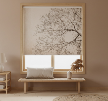 Cortina roller beige estilo floral japandi - TenVinilo