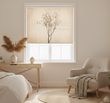 Cortina roller beige estilo japandi florecido - TenVinilo