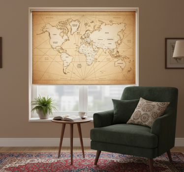 Cortina roller beige estilo siglo xix con texto - TenVinilo