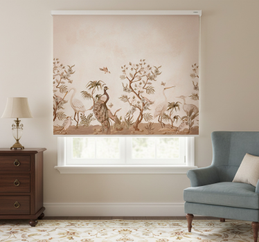 Cortina roller beige fauna vintage - TenVinilo