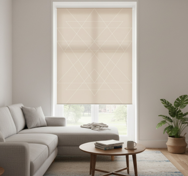 Cortina roller beige mosaico de triángulos nórdicos - TenVinilo