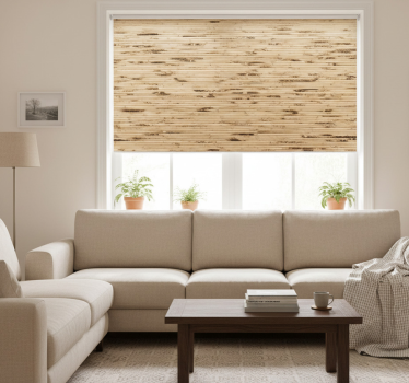 Cortina roller beige palitos de madera marrón claro - TenVinilo