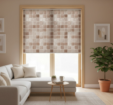 Cortina roller beige patrón de azulejos cerámicos - TenVinilo