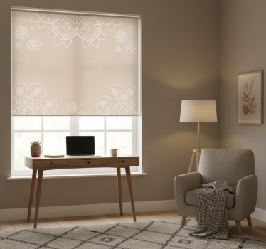 Cortina roller beige patrón mandala de india - TenVinilo