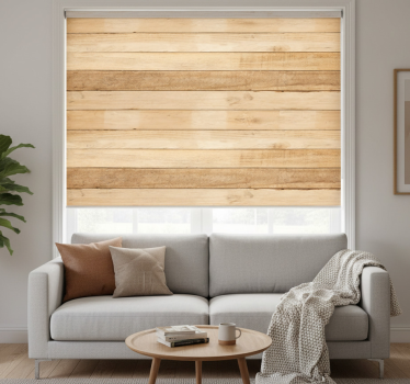 Cortina roller beige tablones de madera clara - TenVinilo