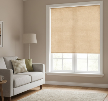 Cortina roller beige textura de arpillera natural - TenVinilo