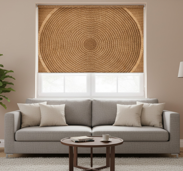 Cortina roller beige textura de yute circular - TenVinilo