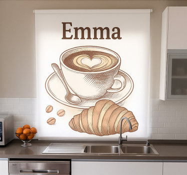 Cortina roller cocina diseño de café personalizado - TenVinilo