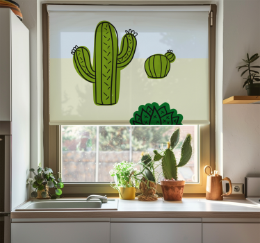 Cortina roller cocina planta de cactus - TenVinilo