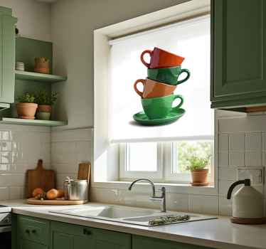 Cortina roller cocina tazas - TenVinilo